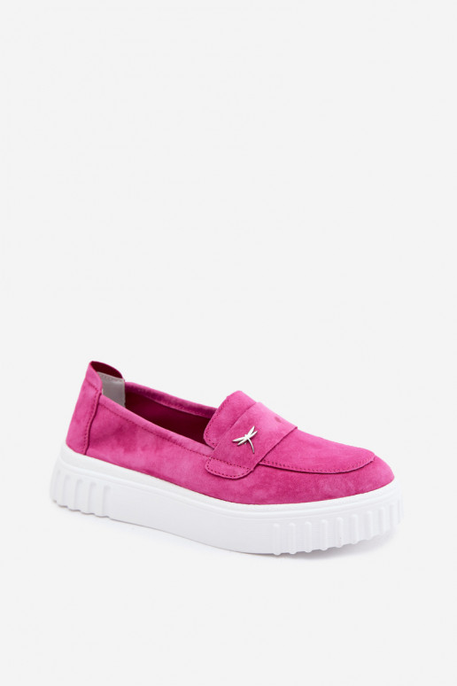 Zapatos slip-on de plataforma de mujer en ante sintético Vinceza 93218 en rosa
