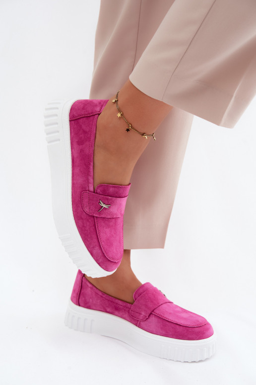 Zapatos slip-on de plataforma de mujer en ante sintético Vinceza 93218 en rosa