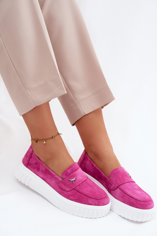 Zapatos slip-on de plataforma de mujer en ante sintético Vinceza 93218 en rosa
