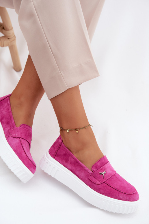 Zapatos slip-on de plataforma de mujer en ante sintético Vinceza 93218 en rosa