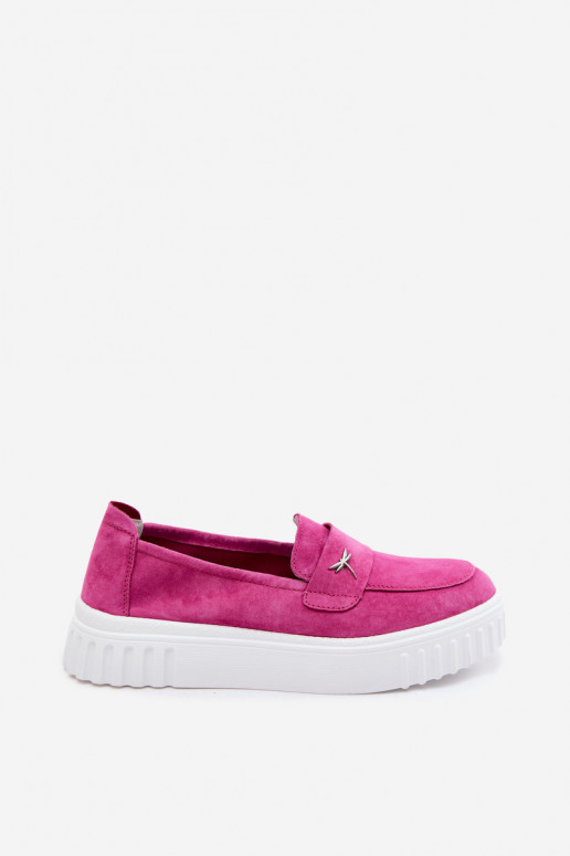Zapatos slip-on de plataforma de mujer en ante sintético Vinceza 93218 en rosa