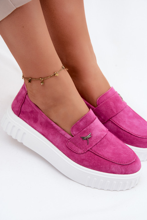 Zapatos slip-on de plataforma de mujer en ante sintético Vinceza 93218 en rosa