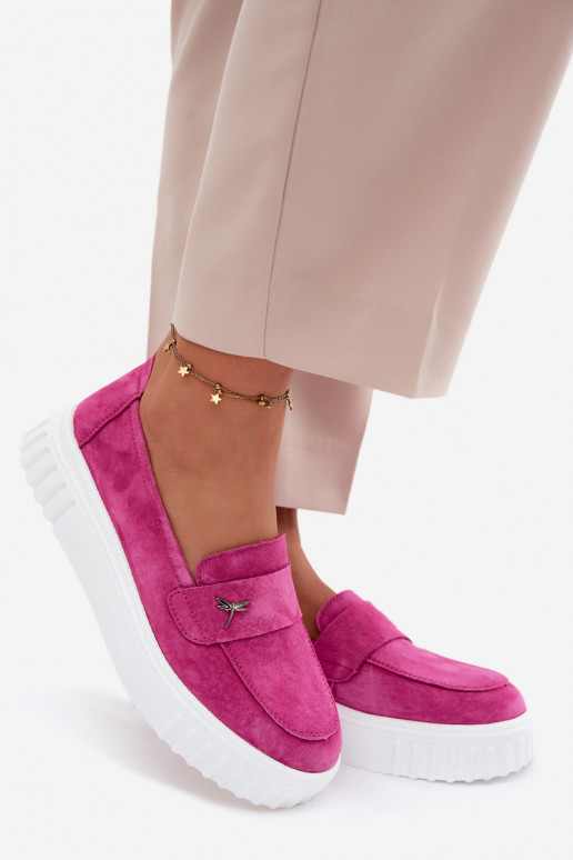 Zapatos slip-on de plataforma de mujer en ante sintético Vinceza 93218 en rosa