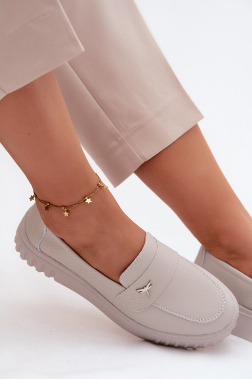 Zapatos slip-on de plataforma de mujer en cuero Vinceza 93218 en beige