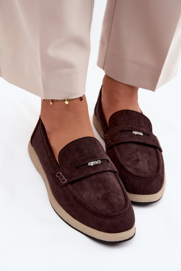 Mocasines de mujer en ante sintético en color chocolate Vinceza 62273