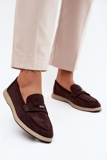 Mocasines de mujer en ante sintético en color chocolate Vinceza 62273 2