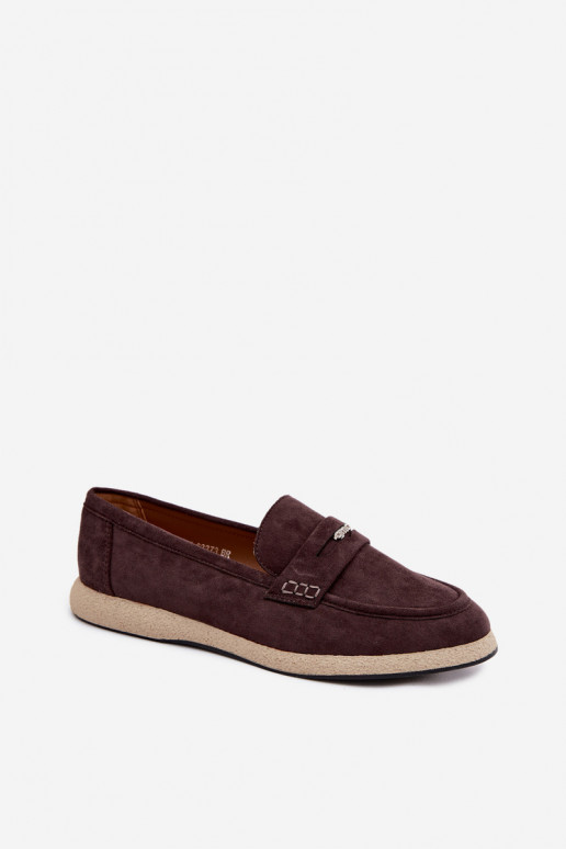 Mocasines de mujer en ante sintético en color chocolate Vinceza 62273