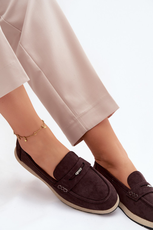 Mocasines de mujer en ante sintético en color chocolate Vinceza 62273