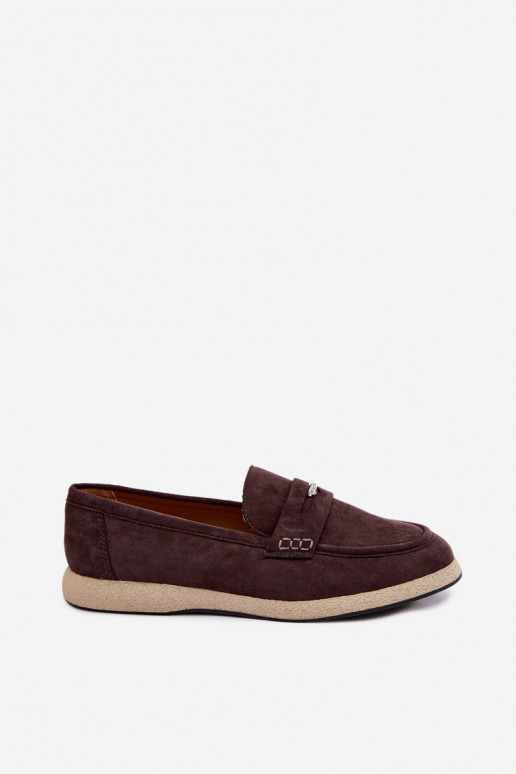 Mocasines de mujer en ante sintético en color chocolate Vinceza 62273
