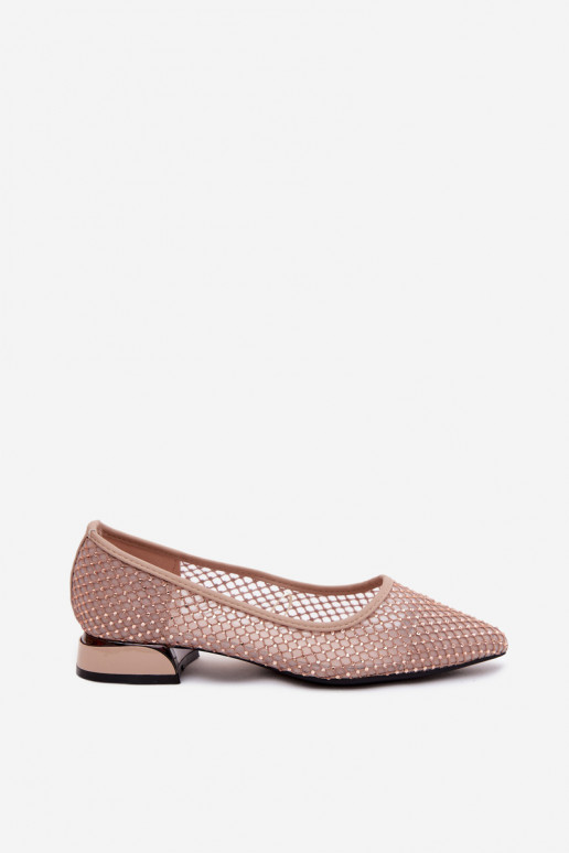 Bailarinas beige con tacón bajo y decoración de malla Vinceza 62294