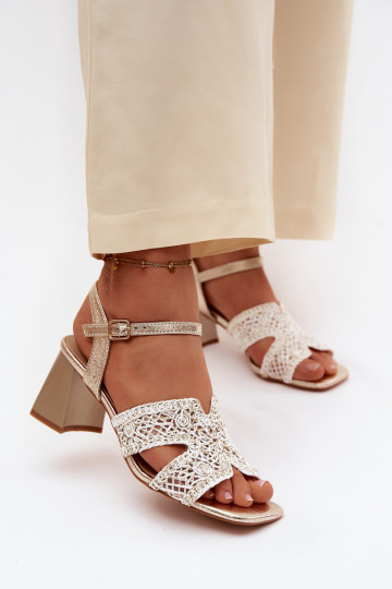 Sandalias de tacón doradas para mujer Vinceza 20282 2