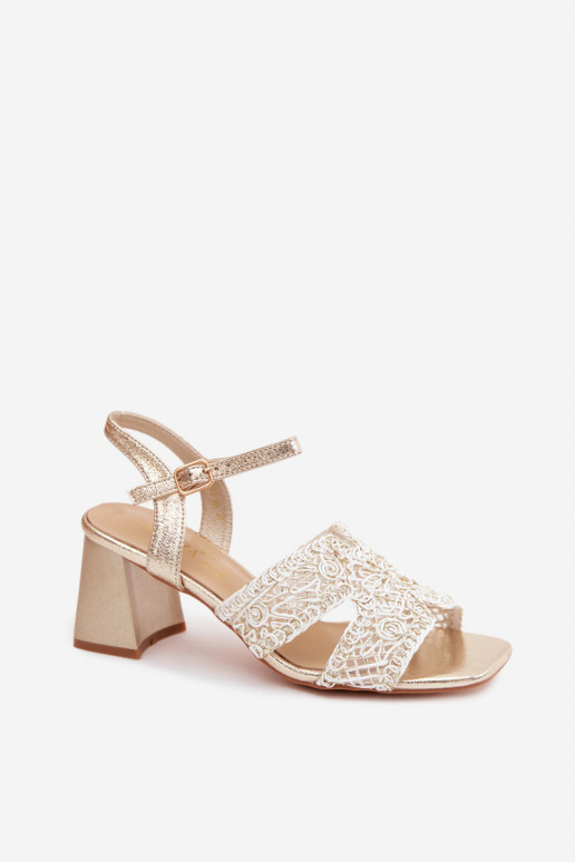 Sandalias de tacón doradas para mujer Vinceza 20282