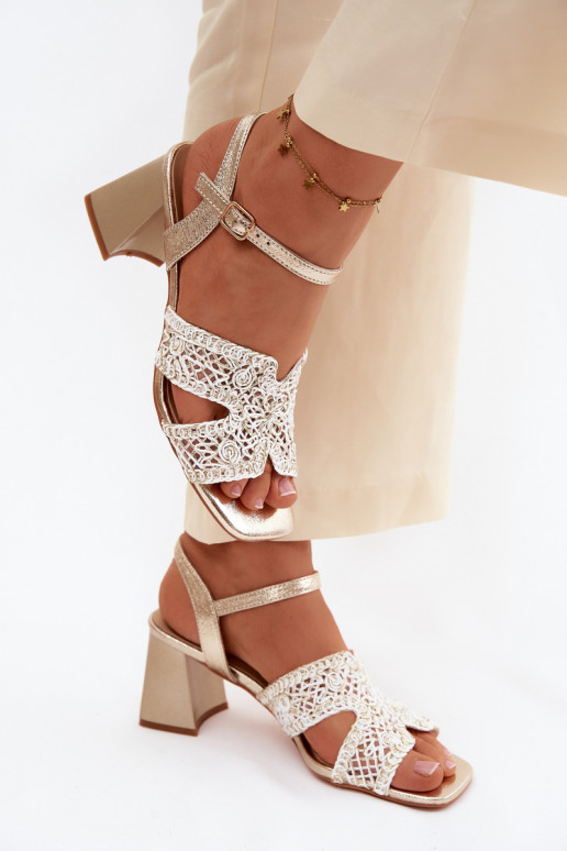 Sandalias de tacón doradas para mujer Vinceza 20282