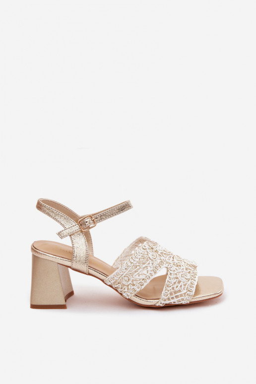 Sandalias de tacón doradas para mujer Vinceza 20282