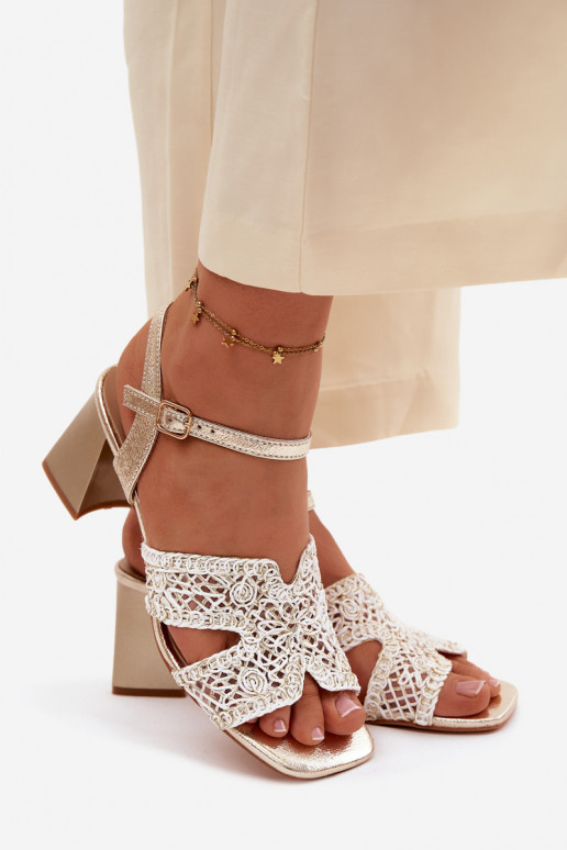 Sandalias de tacón doradas para mujer Vinceza 20282