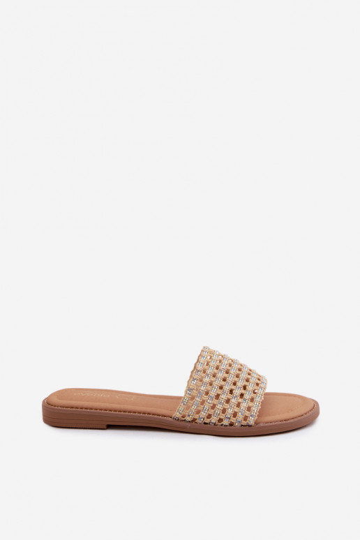 Chanclas color arena con detalles brillantes Fendi