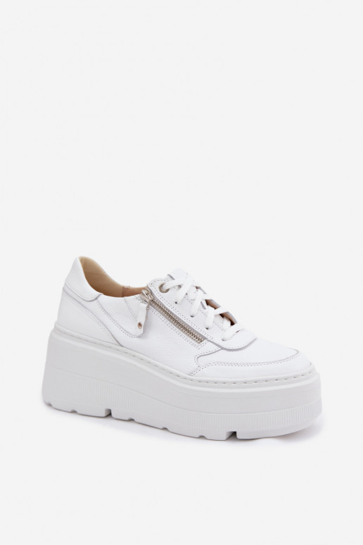 Zapatillas de cuero blancas con plataforma Zazoo N1084
