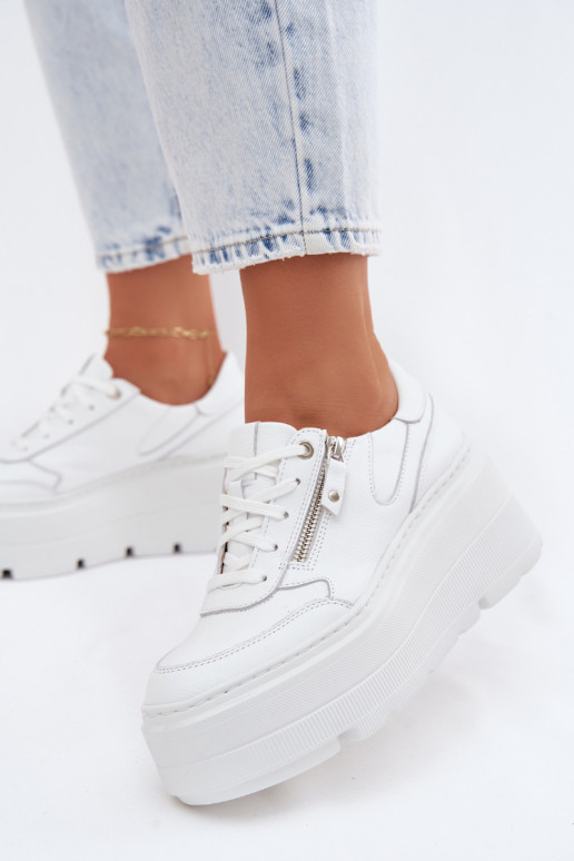Zapatillas de cuero blancas con plataforma Zazoo N1084