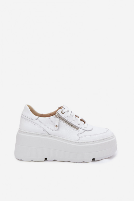 Zapatillas de cuero blancas con plataforma Zazoo N1084