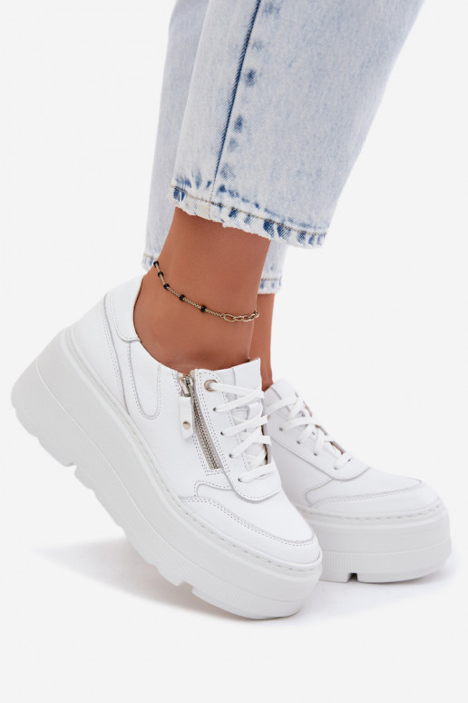 Zapatillas de cuero blancas con plataforma Zazoo N1084