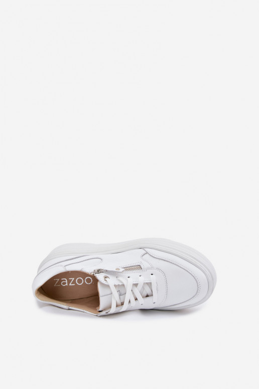 Zapatillas de cuero blancas con plataforma Zazoo N1084