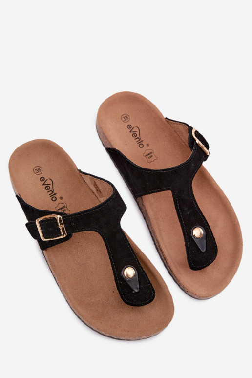 Zapatillas de ante sintético negro con hebillas doradas Honey