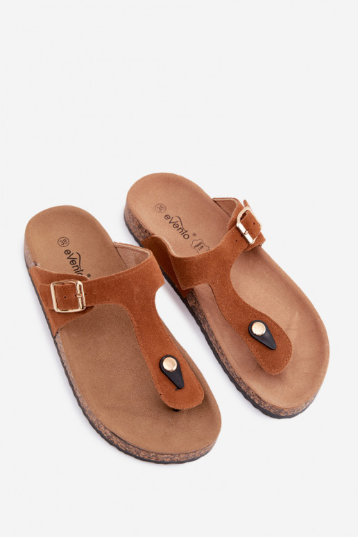 Zapatillas de ante sintético marrón con hebillas doradas Honey