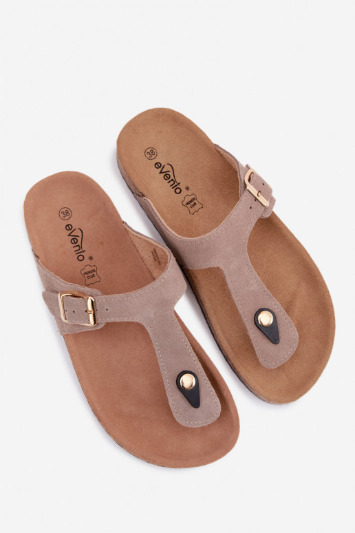 Zapatillas de ante sintético color arena con hebillas doradas Honey