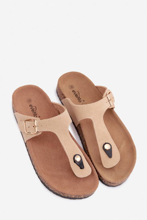 Zapatillas de ante sintético color arena con hebillas doradas Honey