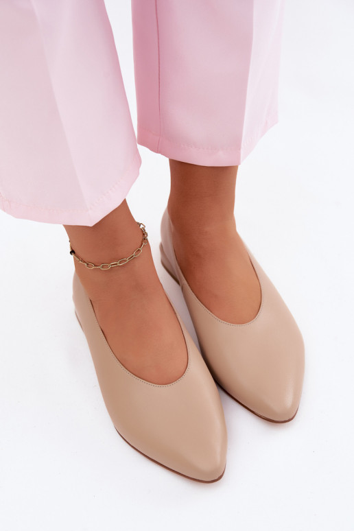 Bailarinas color arena con tacones anchos Hoshi