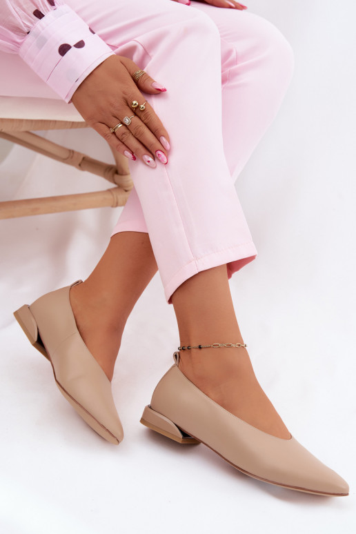 Bailarinas color arena con tacones anchos Hoshi