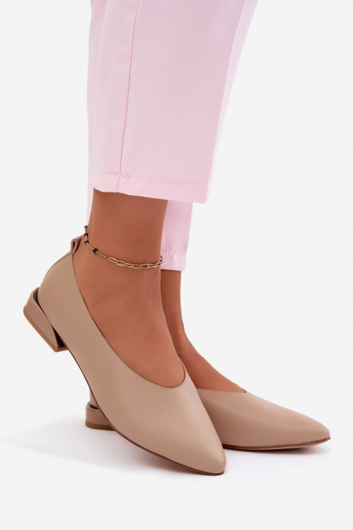 Bailarinas color arena con tacones anchos Hoshi