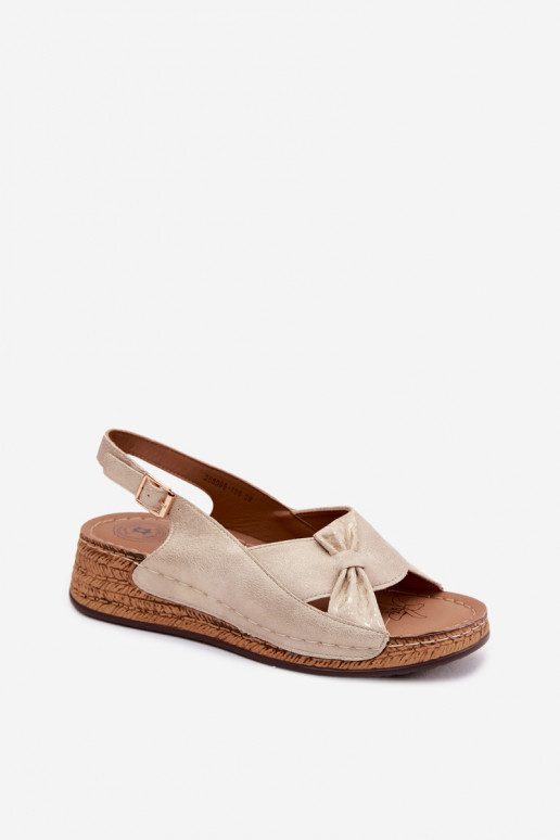 Sandalias cómodas de mujer. con una plataforma color dorado Iggy