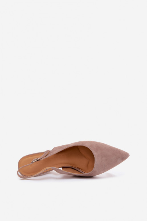 Sandalias de mujer con tacones finosActivadoturalnego de gamuzau beige Kandy