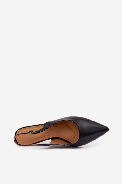 Sandalias de mujer con tacones finos en cuero sintético negro Kandy