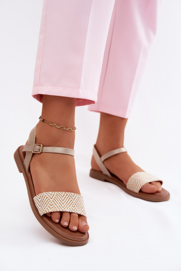 Sandalias de mujer con tacones anchos color dorado Lumina 2