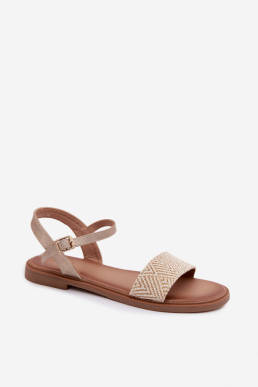 Sandalias de mujer con tacones anchos color dorado Lumina