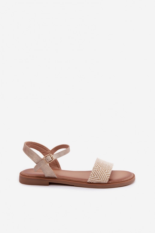 Sandalias de mujer con tacones anchos color dorado Lumina