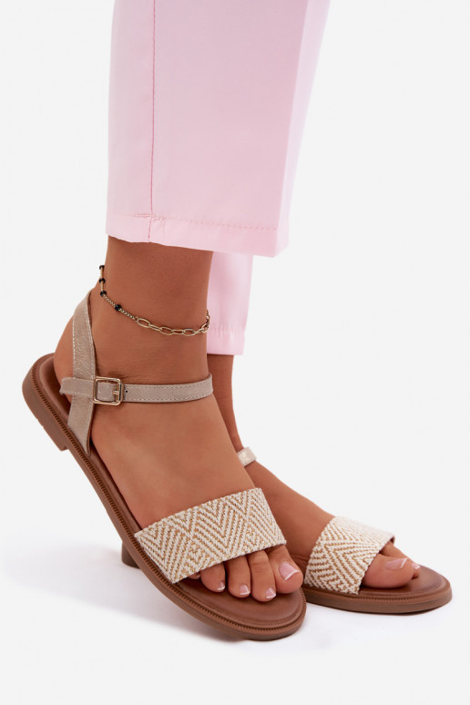 Sandalias de mujer con tacones anchos color dorado Lumina