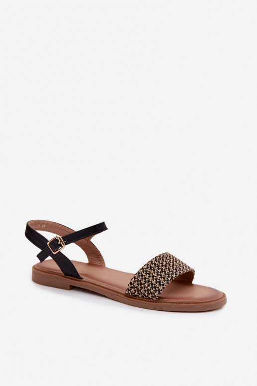 Sandalias de mujer con tacones anchos de color negro Lumina