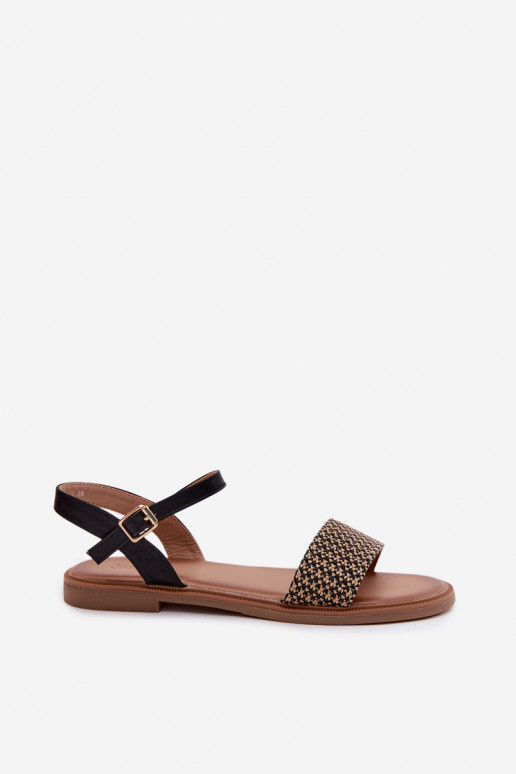 Sandalias de mujer con tacones anchos de color negro Lumina