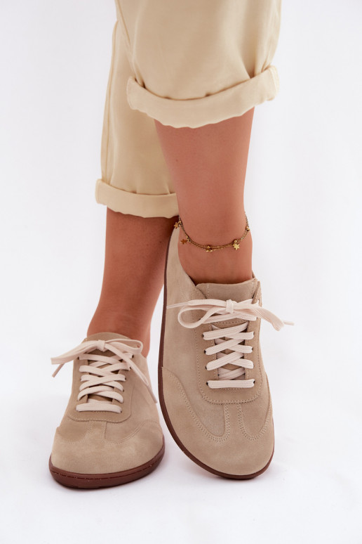 Piel de gamuza Zapatos de ocio Barefoot Zazoo N1243 beige