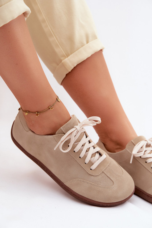 Piel de gamuza Zapatos de ocio Barefoot Zazoo N1243 beige