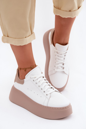 Zapatillas de cuero con plataforma Zazoo N408S2 blancas