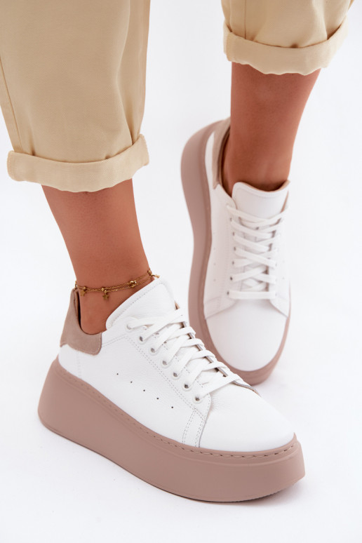 Zapatillas de cuero con plataforma Zazoo N408S2 blancas