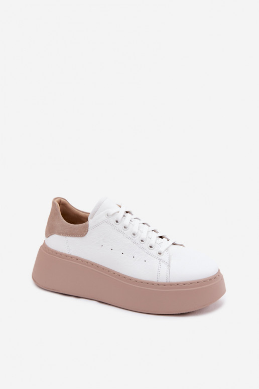 Zapatillas de cuero con plataforma Zazoo N408S2 blancas
