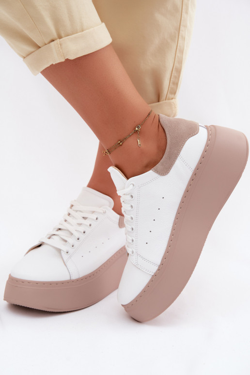 Zapatillas de cuero con plataforma Zazoo N408S2 blancas
