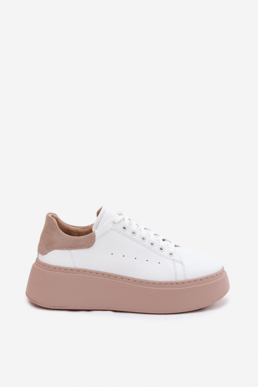 Zapatillas de cuero con plataforma Zazoo N408S2 blancas