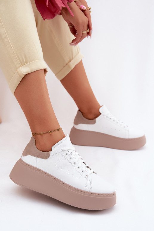 Zapatillas de cuero con plataforma Zazoo N408S2 blancas