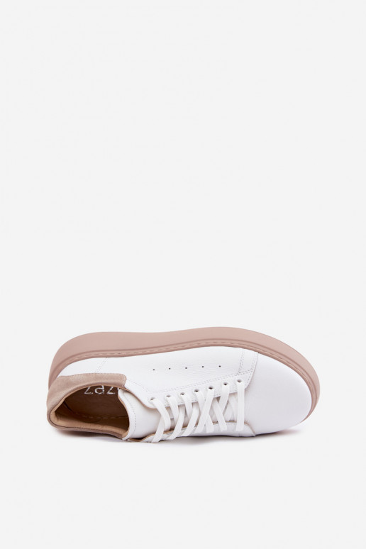 Zapatillas de cuero con plataforma Zazoo N408S2 blancas
